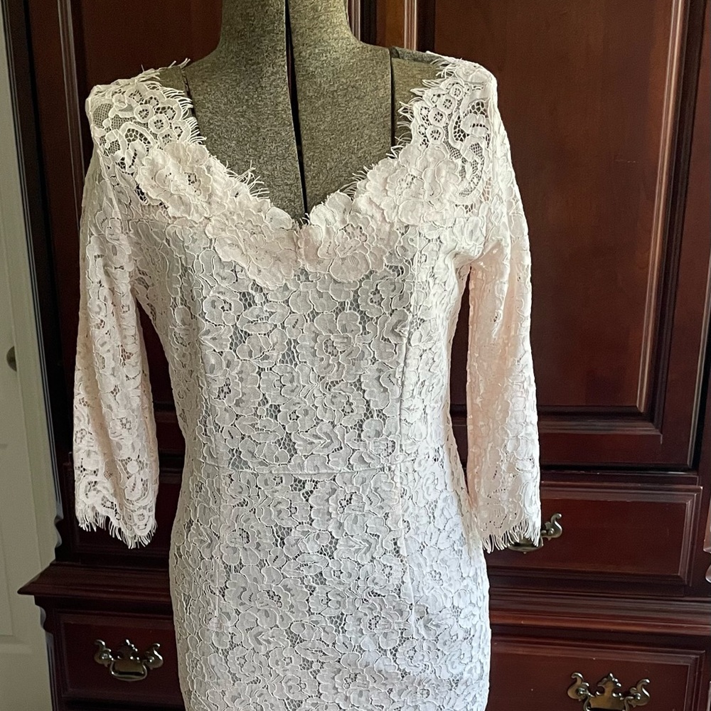 Never worn pink lace dress with a grey lining!